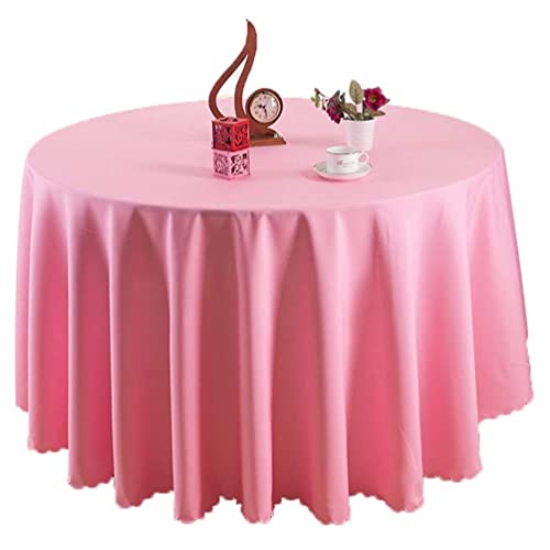 IFIKK Rund Tischdecke, Tischdecke Abwaschbar, Wasserabweisend Tischtuch, Table Cloth, Tafeldecke mit Saum, Tischtücher Fleckschutz Pflegeleicht Abwaschbar (Rund: 200cm, Rosa) von IFIKK