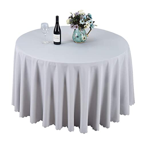 IFIKK Rund Tischdecke, Tischdecke Abwaschbar, Wasserabweisend Tischtuch, Table Cloth, Tafeldecke mit Saum, Tischtücher Fleckschutz Pflegeleicht Abwaschbar (Rund: 200cm, Silber grau) von IFIKK