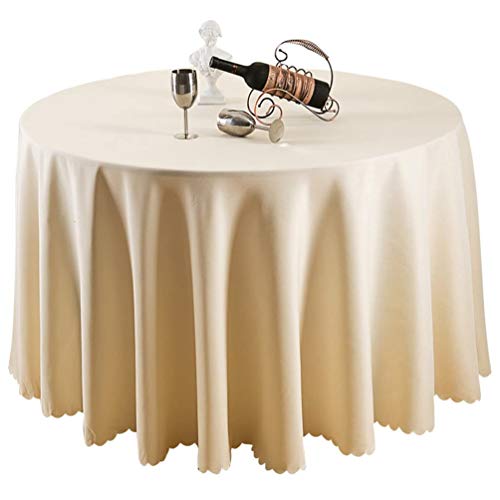 IFIKK Rund Tischdecke, Tischdecke Abwaschbar, Wasserabweisend Tischtuch, Table Cloth, Tafeldecke mit Saum, Tischtücher Fleckschutz Pflegeleicht Abwaschbar (Rund: 220cm, Beige) von IFIKK