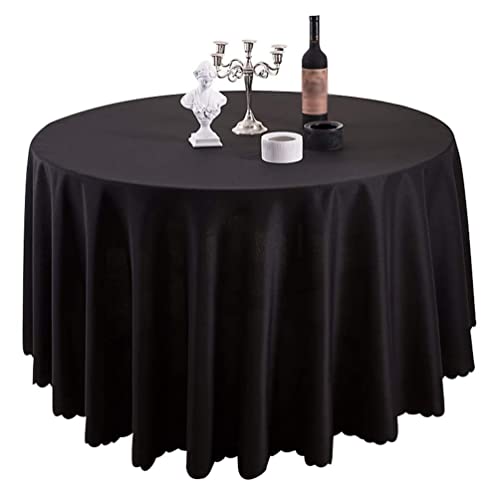 IFIKK Rund Tischdecke, Tischdecke Abwaschbar, Wasserabweisend Tischtuch, Table Cloth, Tafeldecke mit Saum, Tischtücher Fleckschutz Pflegeleicht Abwaschbar (Rund: 220cm, Schwarz) von IFIKK