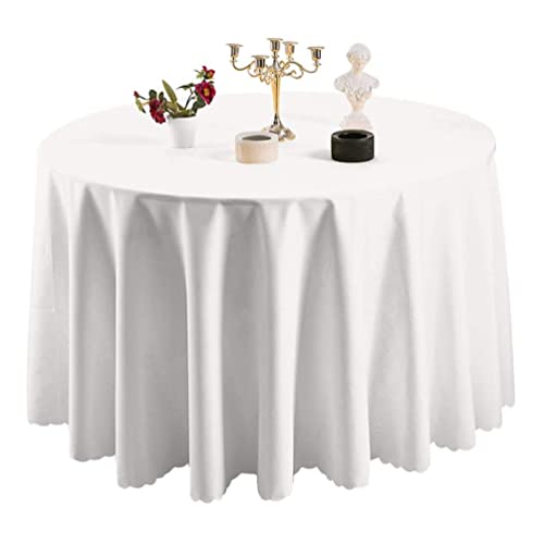 IFIKK Rund Tischdecke, Tischdecke Abwaschbar, Wasserabweisend Tischtuch, Table Cloth, Tafeldecke mit Saum, Tischtücher Fleckschutz Pflegeleicht Abwaschbar (Rund: 320cm, Weiß) von IFIKK