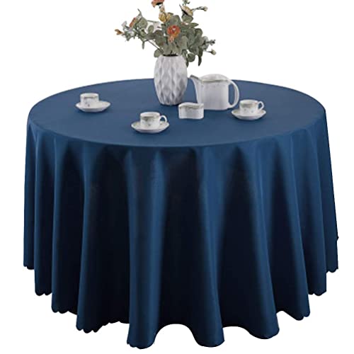 IFIKK Rund Tischdecke, Tischdecke Abwaschbar, Wasserabweisend Tischtuch, Table Cloth, Tafeldecke mit Saum, Tischtücher Fleckschutz Pflegeleicht Abwaschbar (Rund: 340cm, Marine) von IFIKK