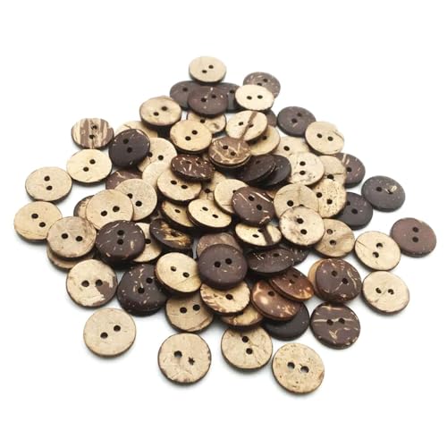 100 Stück Holzknöpfe aus Kokosnussschale - Vintage Runde Knöpfe 13mm für Kinder Pullover und Mäntel Nähen -Natürliche Knopf Kokosnuss -DIY Bastelund Nähzubehör von IFUDE