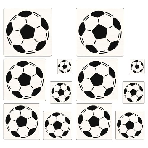 12 Stück Fußball Art Schablonen Wiederverwendbar Fußball Schablone Waschbar Kunststoff Fußball Zeichnungs Malschablonen Quadratische Fußball Sport Zeichenschablonen Für Holz Leinwand Papier Stoff Wand von IFUDE