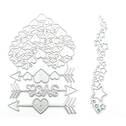 2 Stück Liebe und Sterne Herzform Stanzformen aus Metall Cutting dies für Bastelarbeiten, Scrapbooking, Fotoalbum, Prägeschablonen, Geschenkkarte,Hochzeit,Handwerk Dekorativ Lesezeichen von IFUDE