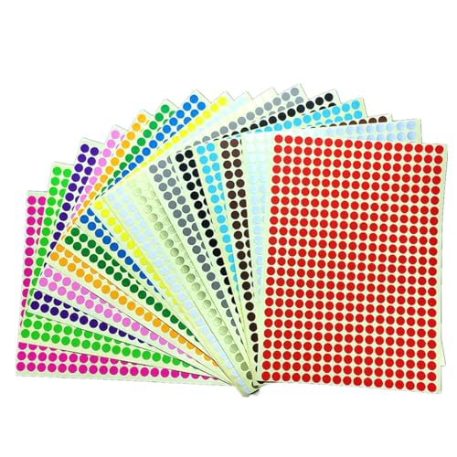 6528 Stück Farbige Punkte, 6mm klebepunkte Runde Punkt-Aufkleber,16-Blätter Farbkodierung Etiketten für Home Office Supplies - Helle Neonfarben, entfernbare - Vielseitig einsetzbar! von IFUDE