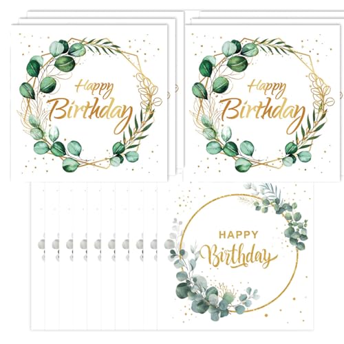 Bedruckte Papierservietten für Geburtstag, 40 Stück, 33 x 33 cm – festliche Eukalyptusmotive, außergewöhnliche Absorption – Feiern Sie stilvoll dank Happy Birthday von IFUDE