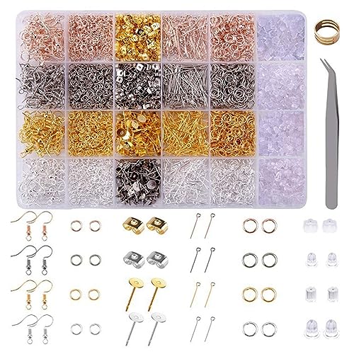 IFUDE Ohrring Machen Kit,3600 Stück Ohrringe Selber Machen Set Schmuck Basteln Zubehör für Ohrring Herstellung Ohrringe Basteln Zubehör DIY Ohrhänger Schmuck von IFUDE