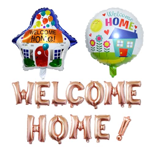 Welcome Home Luftballons Girlande Banner Willkommen Baby Folie Helium für Zuhause Schule Büro Familie Geburtstag Deko von IFUDE