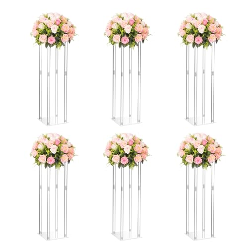 Acryl-Blumenständer für Hochzeiten, 60 cm, transparent, Mittelstück für Blumenarrangements, modern und vielseitig, perfekt für Hochzeitsempfänge, Brautpartys und besondere Anlässe, 6 Stück von IFX24