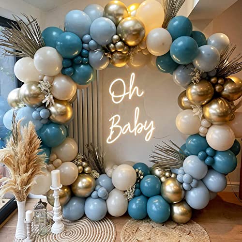 Luftballon Girlande Blau White, 125 Stück Ballon Girlande Set mit Blau Weißer Sand Ballongirlande, Blau Luftballons Deko für Geburtstags Babyparty Brautparty Hochzeits Geschlecht Offenbaren von Auezona