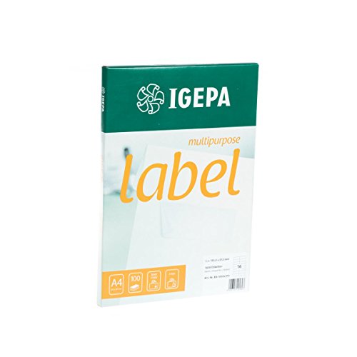 Igepa Label Multipurpose Etiketten 70 x 37 mm Papier permanent haftend für Laser- und Injektdrucker sowie Kopierer 100 Blatt A4 / 2400 Etiketten von IGEPA