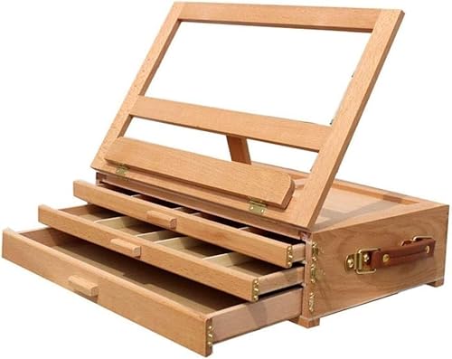 Verstellbarer Holzständer für Staffeleien, For Künstler Holz Zeichenbrett Holz Schublade Falten Ölgemälde Box Tragbare von IGKQYYDZ