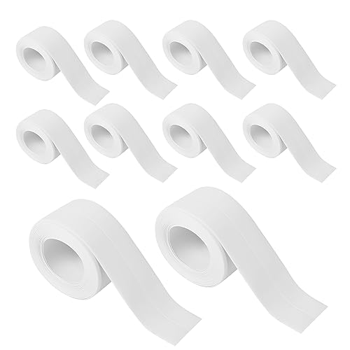 Dichtungsband Selbstklebend, Wasserdicht Dichtband, Fugendichtungsband, Dichtungsstreifen, PVC Wasserdichtes Klebeband für Wandecke, Küche, Badezimmer, Toilette, 38 mm x 3,2 m (10 Rollen, Weiß) von IGTOPS