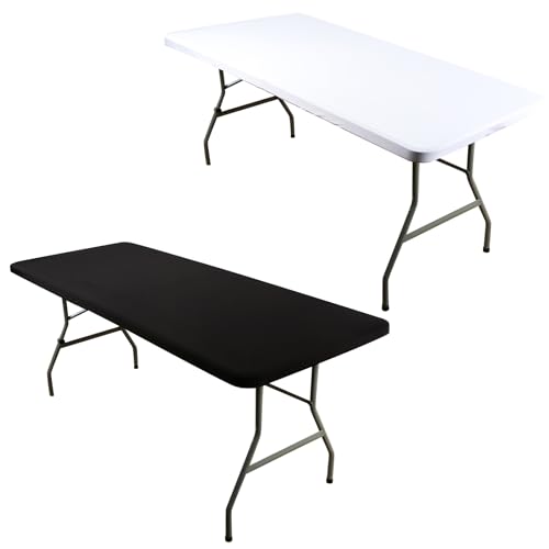 Rechteckig Elastische Tischdecke, Waschbare Stretch Spandex Tischschutz,Abwischbare Tischdecke,Rechteckige Taillierte Stretch,Gartentischdecke für Outdoor,Küche und Esszimmer (Schwarz, 58x120cm) von IGTOPS