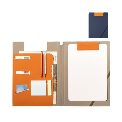 Schreibmappe A4 Klemmbrett Mappe mit Magnetischer Verschluss,organizer büro mappe, Dokumentenmappe für Unternehmen,PU Leder Schreibmappe mit Kartenhalter,PU Kunstleder Konferenzmappe (Blau) von IGTOPS