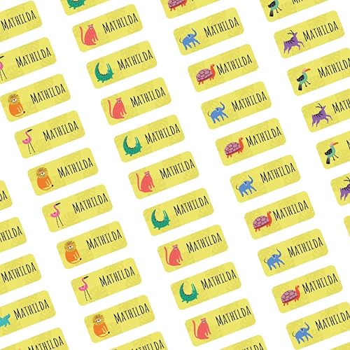 LabelKids – Namensaufkleber Afrika – 160 Stück personalisierte Namensetiketten für Kinder – Namenssticker wasserfest & langlebig – Sticker Namen für Schule, Kita, Trinkflaschen & Brotdosen von IH Engineering BV