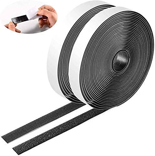 IHKFILAN Klettband Selbstklebend Extra Stark Klettverschluss | Doppelseitig Klebende Flauschband Hakenband(Schwarz, 25 mm, 10 Meter) von IHKFILAN