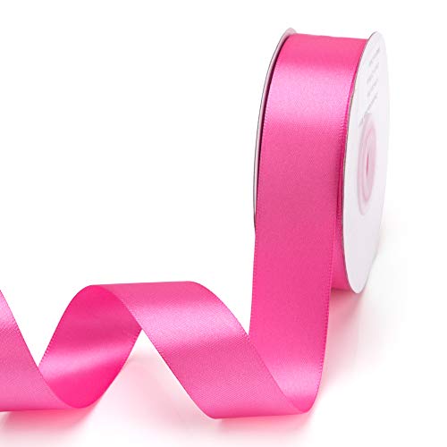 IHKFILAN Satinband, in Hot Pink(25 mm x 22.86 m), matt glänzendes Geschenkband, edles Schleifenband zum Dekorieren & Basteln, zum Einpacken besonderer Geschenke, für Hochzeiten, Taufen, uvm von IHKFILAN