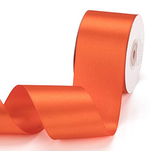 IHKFILAN Satinband, in Tarrid Orange (50 mm x 22.86 m), matt glänzendes Geschenkband, edles Schleifenband zum Dekorieren & Basteln, zum Einpacken besonderer Geschenke, für Hochzeiten, Taufen, uvm von IHKFILAN