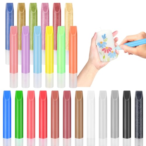 IHONYI 24 Stück Wachsstifte Für Kerzen, Leuchtend Bunte Kerzenstifte, Stifte Für Kerzen Bemalen 24 x 10 ml, Wachsstifte Zum Verzieren, Stifte Kerzen Bemalen Mit Feiner Spitze, Farbe Trocknet Schnell von IHONYI