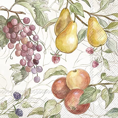 IHR Ideal Home Range - Papierservietten COUNTRY FRUITS cream Herbstmotiv Erntedankfest Thanksgiving 20 St. Cocktailservietten 25 cm x 25 cm von IHR Ideal Home Range