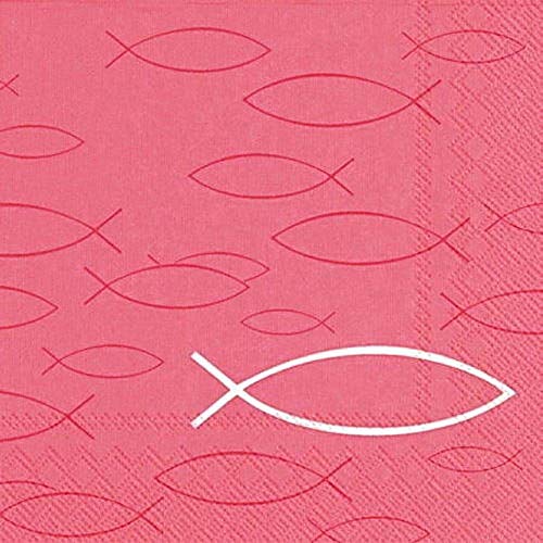 20 Servietten zur Kommunion Taufe Konfirmation Firmung Fische pink rosa von IHR