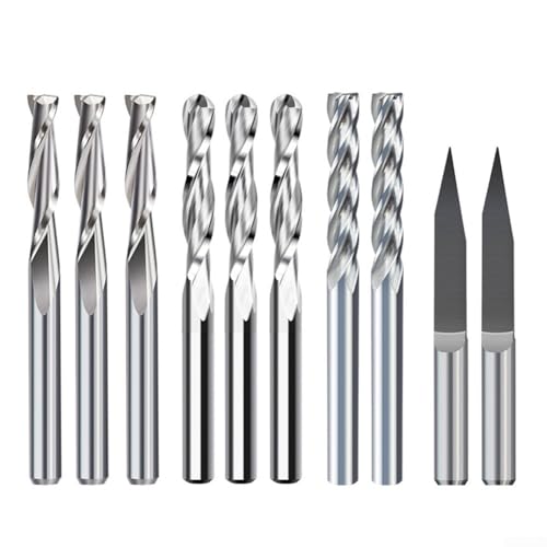 10-teiliges Hartmetall-Schaftfräser-Gravierbit-Set, CNC-Fräser-Bits 3,175 mm, CNC-Bearbeitungswerkzeug-Set, 10-teiliges Wolframkarbid-Schaftfräser-Bits von IHVBRHHM