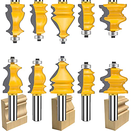 Fräser-Bit-Set mit 1/2-Zoll-Schaft, 5-teilig, architektonische Formen, Fräser-Bit-Set zum Abrunden von Ecken und Kanten, Fräser-Werkzeuge für die Holzbearbeitung (1/2, YXD-4K05) von IHVBRHHM