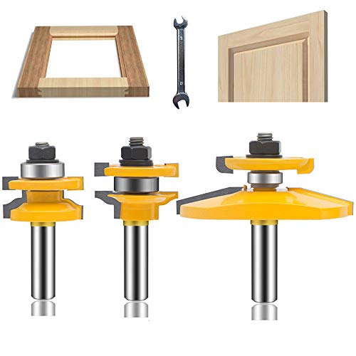 Fräser-Set, 3-teilig, 1/2-Zoll-Schaft, rund, für erhabene Platten, Schranktüren, Karnivorenschienen und Pfostenfräser, Holzfräser für die Holzbearbeitung, Nut- und Federfräswerkzeug aus Hartmetall ( von IHVBRHHM