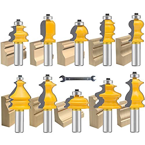 Fräser-Set für architektonische Formen, 10-teilig, 1/2-Zoll-Schaft, Fräser-Set zum Eckenrunden und Kantenformen, Rundungs- und Perlenfräser-Set, Fräswerkzeuge für die Holzbearbeitung, Hartmetall-CN von IHVBRHHM