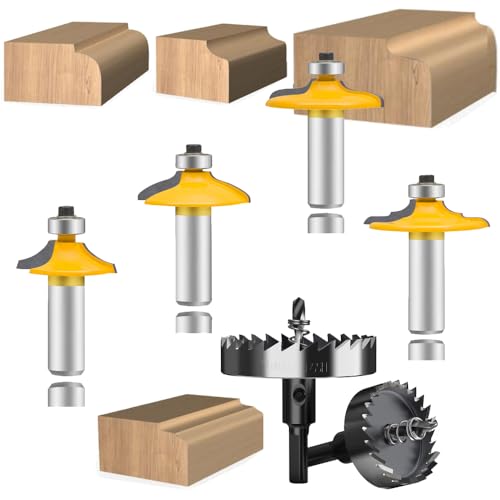 Fräser-Set mit 1/2-Zoll-Schaft, 4-teilig, Rundfräser für Schranktüren und -rahmen, Holzfräser für die Holzbearbeitung, Nutenfräswerkzeug aus Hartmetall (Silber) von IHVBRHHM