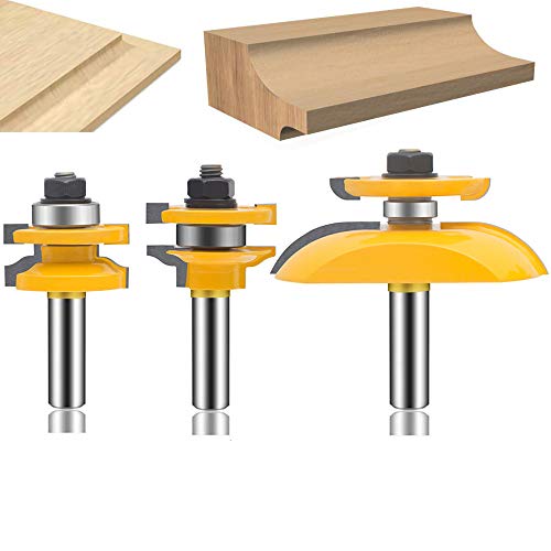 Fräser-Set mit 3-teiligem 1/2-Zoll-Schaft, Rundfräser für erhabene Platten, Schranktüren, Karnivorenschienen und Pfosten, Holzfräser für die Holzbearbeitung, Nut- und Federfräswerkzeug aus Hartmetal von IHVBRHHM