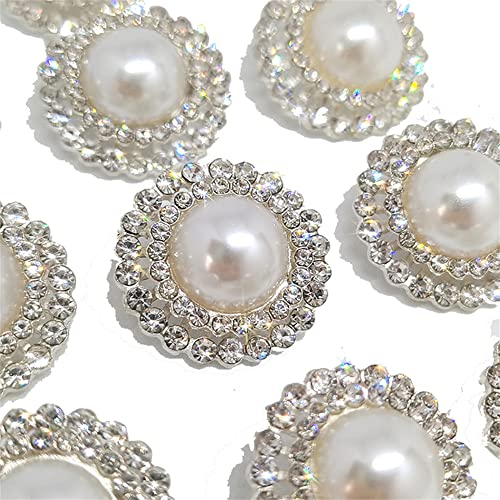 Runde Knöpfe aus Kunstkristall, Perlen, Strass, modische Metallknöpfe, Silberknöpfe zum Nähen, Kleidung, DIY-Dekor, 20 mm, 20 Stück von II