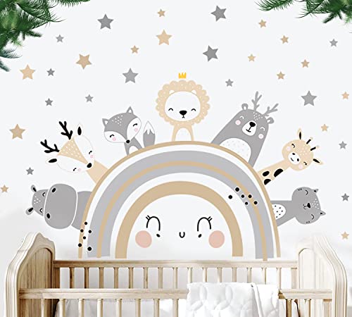 Wandtattoo Kinderzimmer Regenbogen Wandsticker selbstklebend Stern Tiere Wanddeko Aufkleber für Kinder Wohnzimmer Schlafzimmer Kinderzimmer Hause Wanddekoration von IIRC