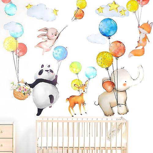 Wandtattoo Kinderzimmer Tiere Wandsticker,Tiere Ballon Wandaufkleber für Kinderzimmer Babyzimmer Schlafzimmer Wohnzimmer Wanddeko von IIRC