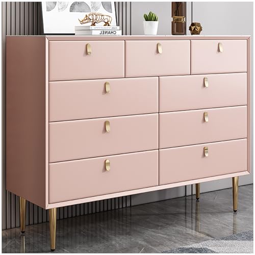 Weiße Kommode mit 9 Schubladen, Kommoden für Schlafzimmer, Kommode mit Steinplatten-Arbeitsplatte aus Holz, Kommode für Schlafzimmer, größerer Stauraum in den Schubladen, Rosa, 9 Schubladen (Ros von IJQXLA