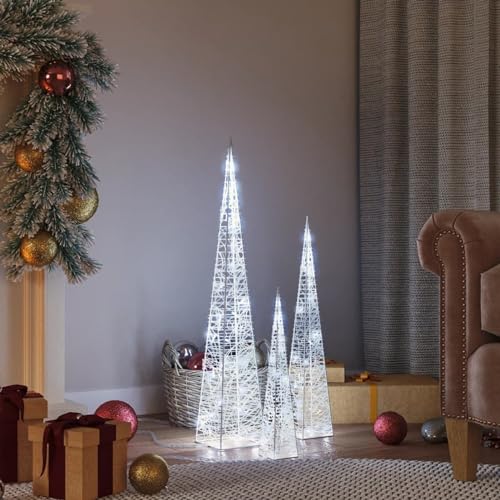 IKAYAA 3 Stück LED Pyramide Lichterkegel, Weihnachtsdeko für außen & innen, Weihnachtsdekoration, Weihnachtsbeleuchtung für Weihnachten, Beleuchtung für Weihnachten innen außen Kaltweiß 30/45/60 cm von IKAYAA