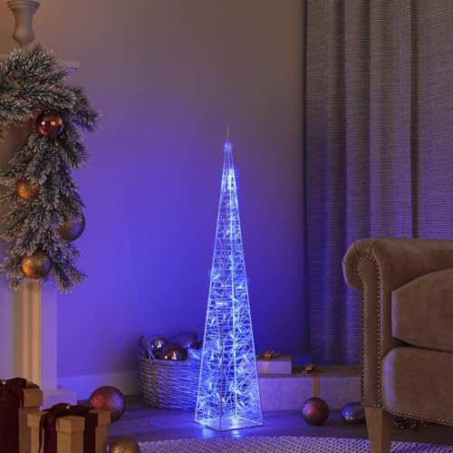 IKAYAA LED Pyramide Lichterkegel, Weihnachtsdeko für außen & innen, Weihnachtsdekoration, Weihnachtsbeleuchtung für Weihnachten, Beleuchtung für Weihnachten innen außen Blau 90 cm von IKAYAA