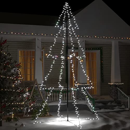 IKAYAA LED Weihnachtsbaum Aussen Kegelform Weihnachtsbaum Metall Groß Kaltweiß 360 LEDs Tannenbaum Lichterbaum Weihnachtsdeko Aussen Weihnachtsbaum Tanne 250 cm von IKAYAA