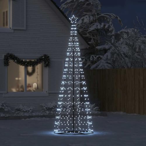 IKAYAA LED Weihnachtsbaum Aussen Kegelform Weihnachtsbaum Metall Groß Kaltweiß 550 LEDs Tannenbaum Lichterbaum Weihnachtsdeko Aussen Weihnachtsbaum Tanne 300 cm von IKAYAA