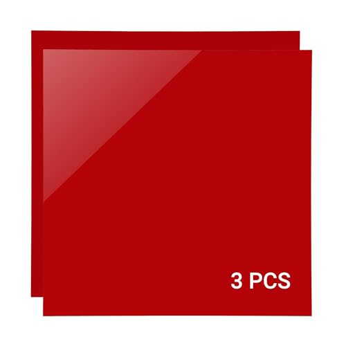 IKIER 3 Stück Rot Acrylglas Kunststoffplatten, 30 x 30cm Klare ABS Acrylplatten Transparente Acrylplatte für Lasergravur Individuelle Persönliche Schilder, Abzeichen, DIY von IKIER
