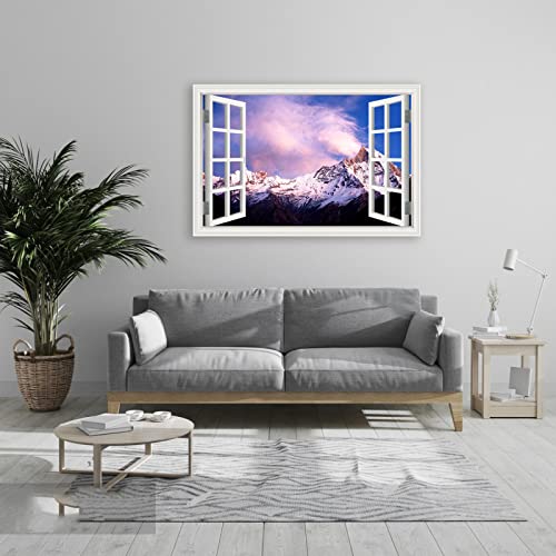 3D Fake Winter Leinwandbild Weiße Wolken Winter Leinwandbild Natur Landschaft Drucke auf Leinwand Leinwand Wandkunst Bild für Wohnzimmer Dekor 60 x 90 cm rahmenlos von IKYE