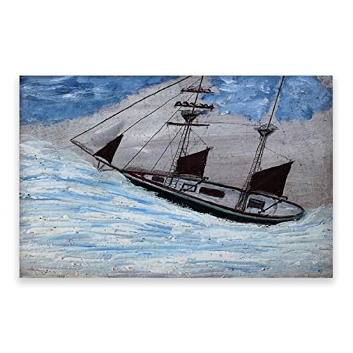 Alfred Wallis „EIN WESTLAND“ Reproduktion auf Leinwand. Segelboot Berühmte Gemälde Drucke. Leinwand-Wand-Kunst-Bild für Wohnkultur. 50 x 80 cm (19,6 x 61,5 Zoll) Rahmenlos von IKYE