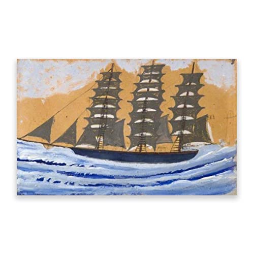 Alfred Wallis „Mastschoner“ Reproduktion auf Leinwand. Segelboot Berühmte Gemälde Drucke. Leinwand-Wand-Kunst-Bild für Wohnkultur. 70 x 112 cm (27,5 x 44,1 Zoll) Rahmenlos von IKYE