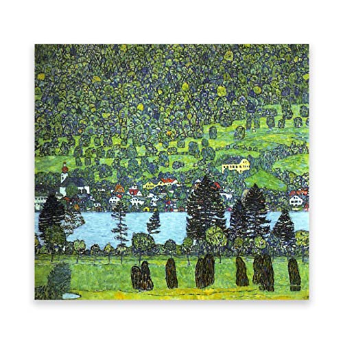 Altersee von Gustav Klimt Kunstdruck auf Leinwand. Berühmte Kunst Bilder Reproduktion Kunst Ölgemälde Home Decor Art Bilder 30x30cm (11.8x11.8in) Rahmenlos von IKYE