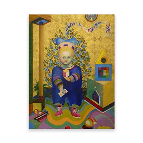 Berühmte Gemälde von Johannes Itten Druck auf Leinwand. (Bild des Kindes) Ölgemälde-Reproduktion. Leinwand Wandkunst Wohnzimmer Dekor Bild 30x42cm (11.8x16.5in) Rahmenlos von IKYE