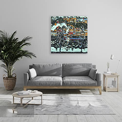 „Boat Reflections“ von David Milne Kunstdruck auf Leinwand. Berühmte Kunst Bilder Reproduktion Kunst Ölgemälde Home Decor Art Bilder 50x50cm (19.6x19.6in) Rahmenlos von IKYE