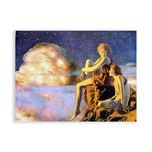 Contentment von Maxfield Parrish Kunstdruck auf Leinwand. Berühmte Kunst Bilder Reproduktion Kunst Ölgemälde Home Decor Art Bilder 50x70cm (19.6x27.5in) Rahmenlos von IKYE