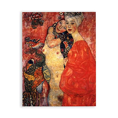 Freundinnen von Gustav Klimt Kunstdruck auf Leinwand. Berühmte Kunst Bilder Reproduktion Kunst Ölgemälde Home Decor Art Bilder 30x42cm (11.8x16.5in) Rahmenlos von IKYE